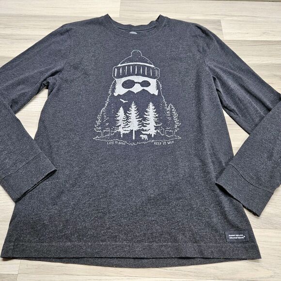 Life Is Good Mens Gray Crusher Tee Longsleeve Keep It Wild Mountain Man Size... - Picture 2 of 9